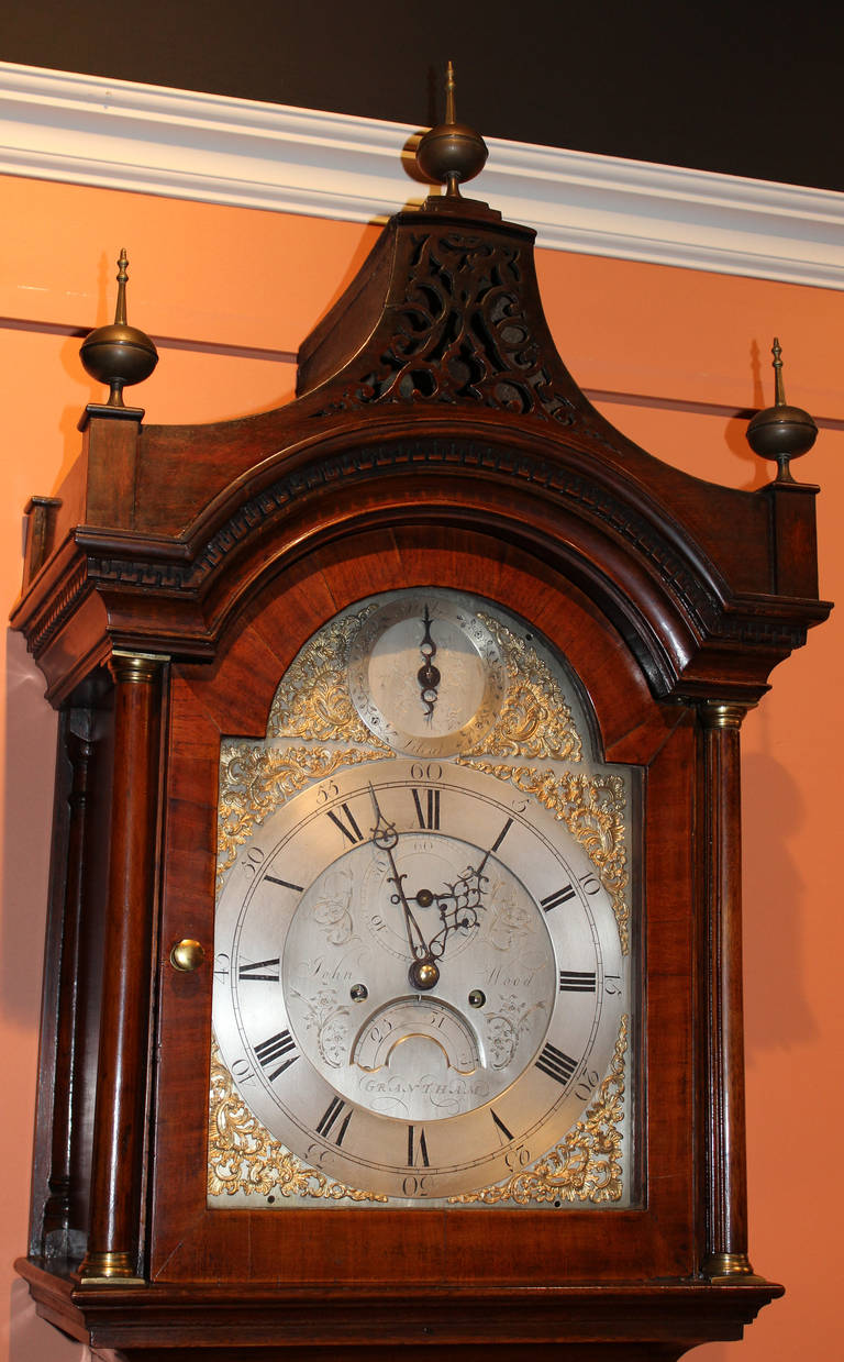 John Wood, Grantham, England Late 18th Century Mahogany Tall Case Clock 4