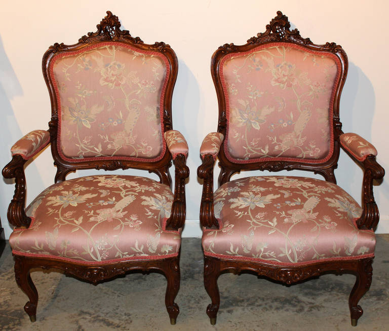 19th Century Five Piece 19th c French Salon Set - consisting of settee and bergere chairs