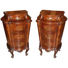 Pair of Italian Carved Walnut Commodes