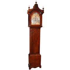 John Wood, Grantham, England Late 18th Century Mahogany Tall Case Clock