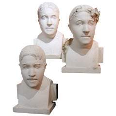 Three Plaster Busts by Gerome Brush of Barry Faulkner