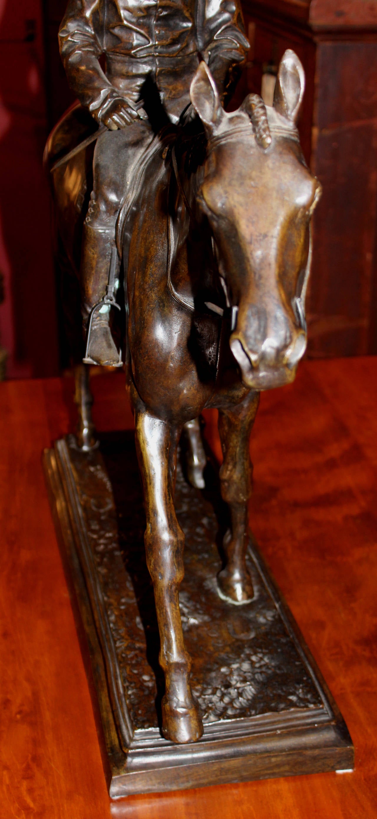 20th Century After Isidore Jules Bonheur, Equestrian Bronze Sculpture of a Horse and Jockey