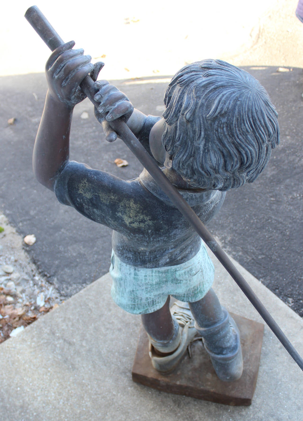 Patinated Bronze Garden Ornament of a Young Golfer at 1stdibs