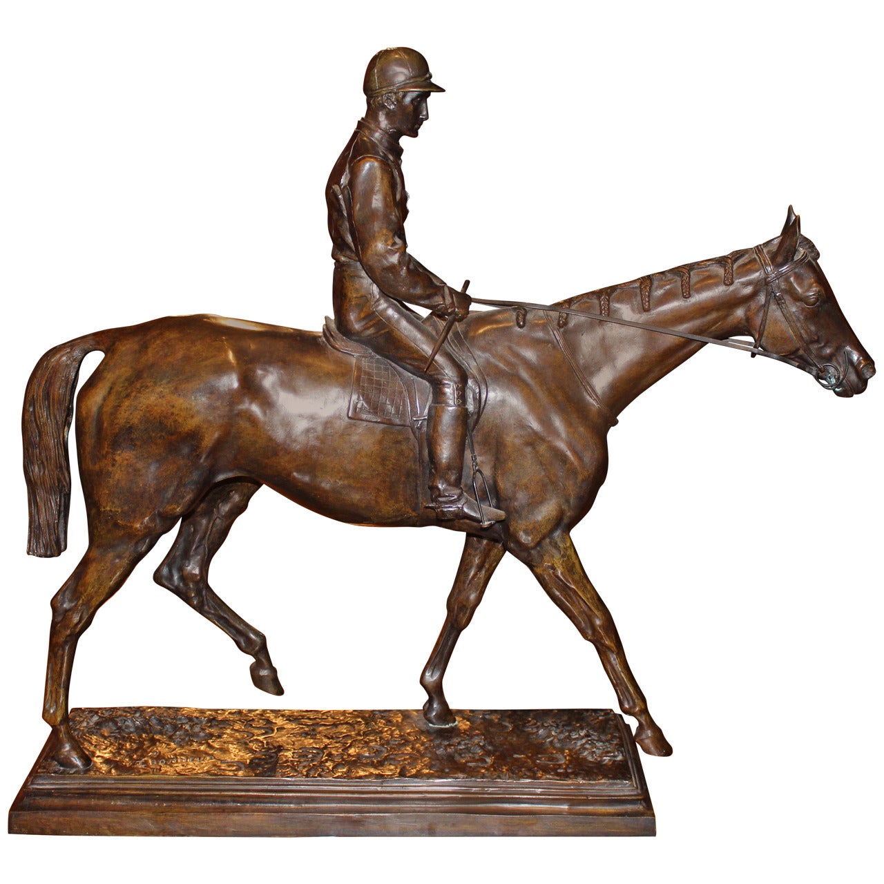 After Isidore Jules Bonheur, Equestrian Bronze Sculpture of a Horse and Jockey