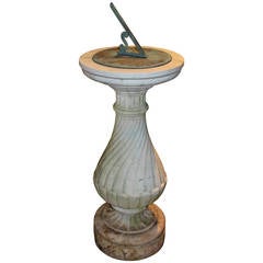 19th c English Bronze Sundial on Marble Baluster Base after James Gibbs