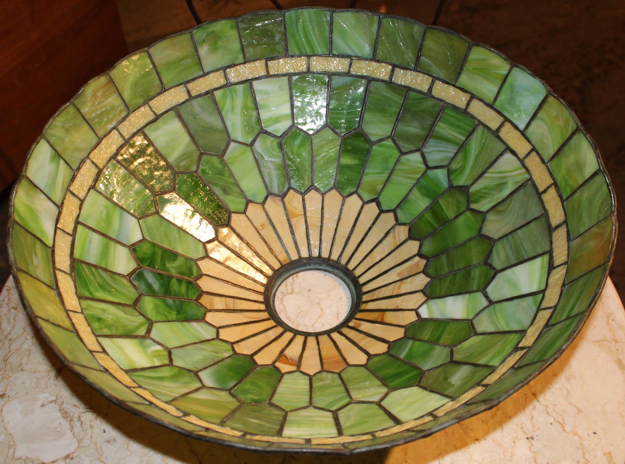 Exquisite Early 20th c Arts & Crafts Leaded Art Glass Table Lamp 1
