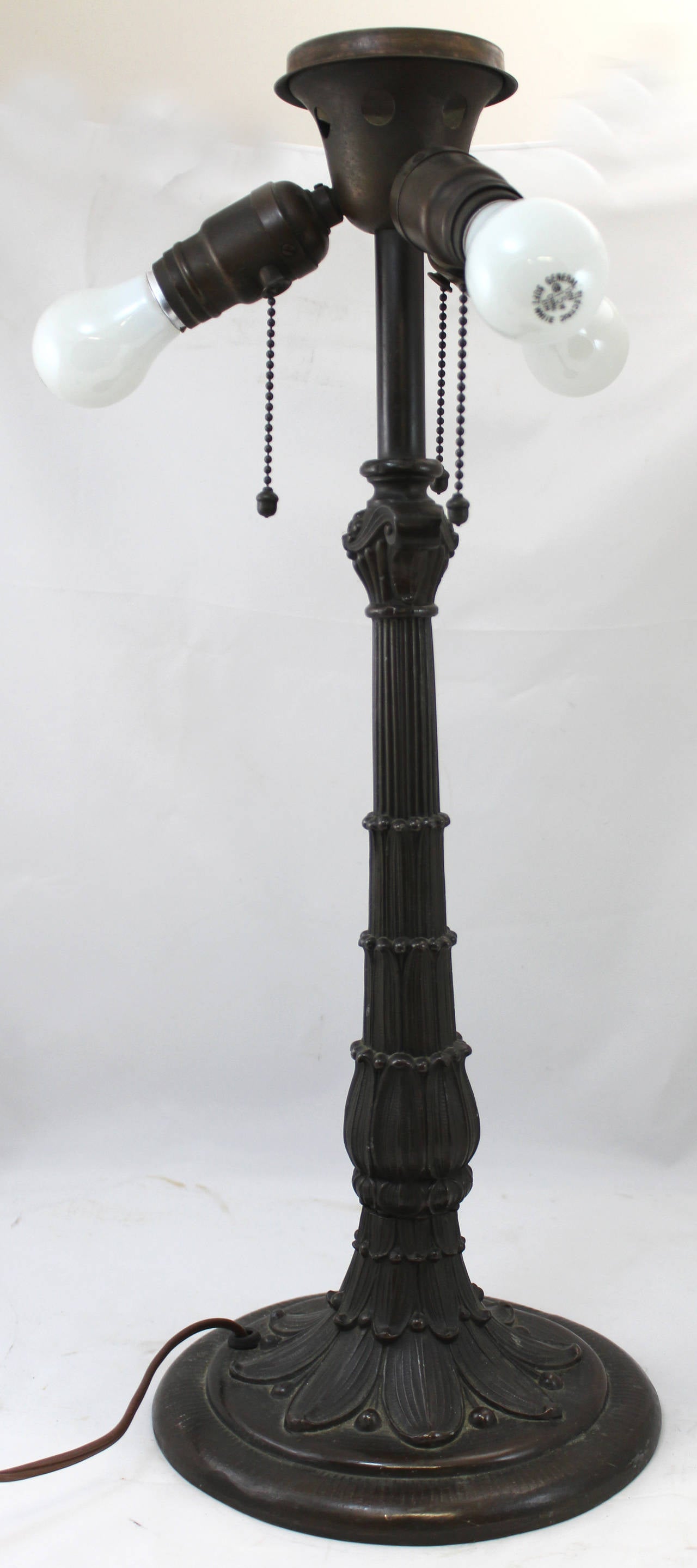 Exquisite Early 20th c Arts & Crafts Leaded Art Glass Table Lamp 2