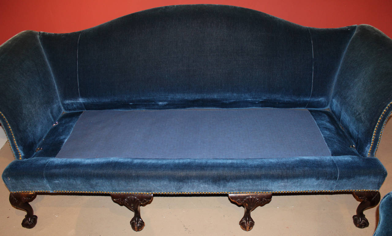 19th Century Chippendale Style Camelback Centennial Sofa with ball and claw feet