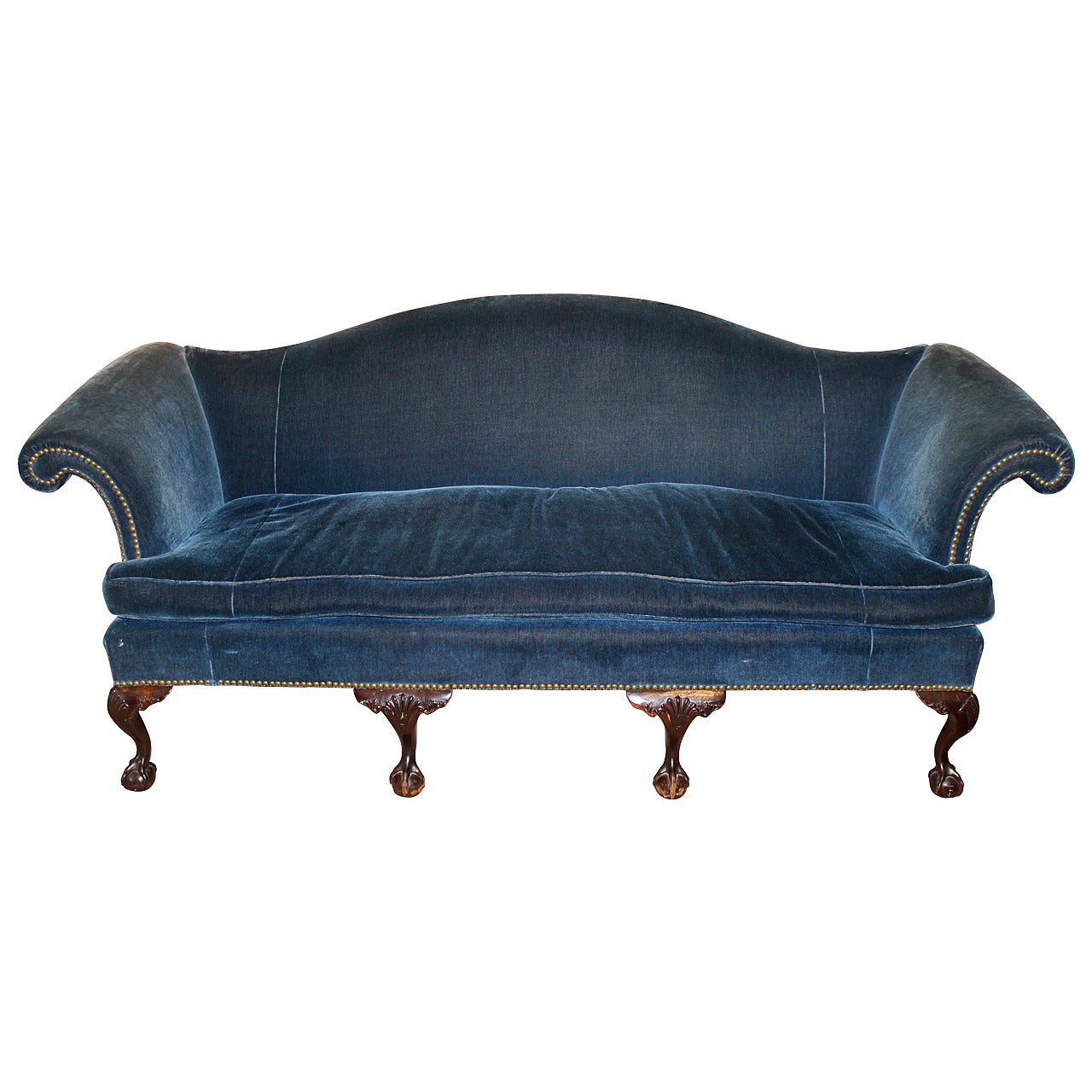 Chippendale Style Camelback Centennial Sofa with ball and claw feet