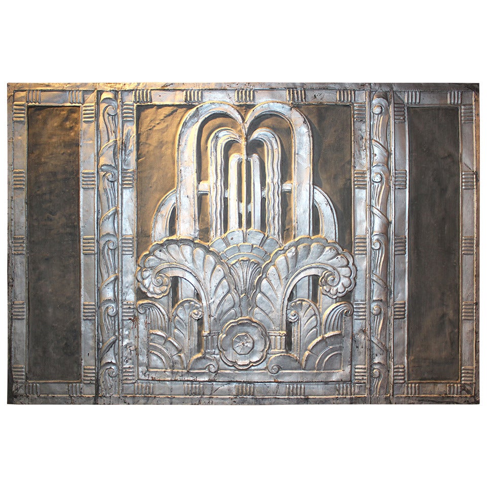 Silvered Copper Art Deco Panel