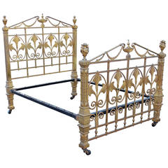 19th c French Style Brass Bed Albert Phillips Excelsior Works England