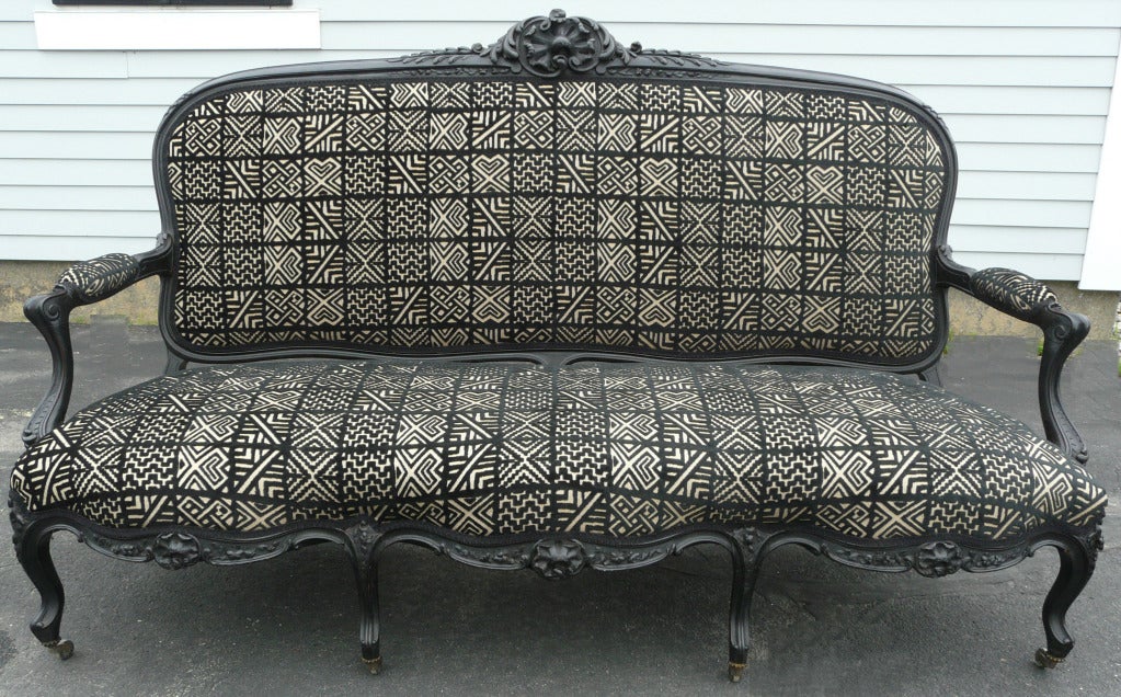 Rococo Revival Carved Ebonized Oak Settee Or Sofa Rococo Revival Carved Ebonized Oak Settee Or Sofa