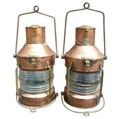 Vintage Pair of R.C. Murray Glasgow Ship's Anchor Lights or Lanterns