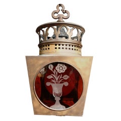 Hanging Lantern with Etched Glass