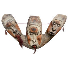 Oceanic Triple Mask Canoe Prow Shield 5
