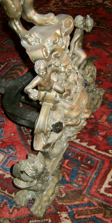 Bronze Figural Andirons with Lions & Mythical Creatures 1