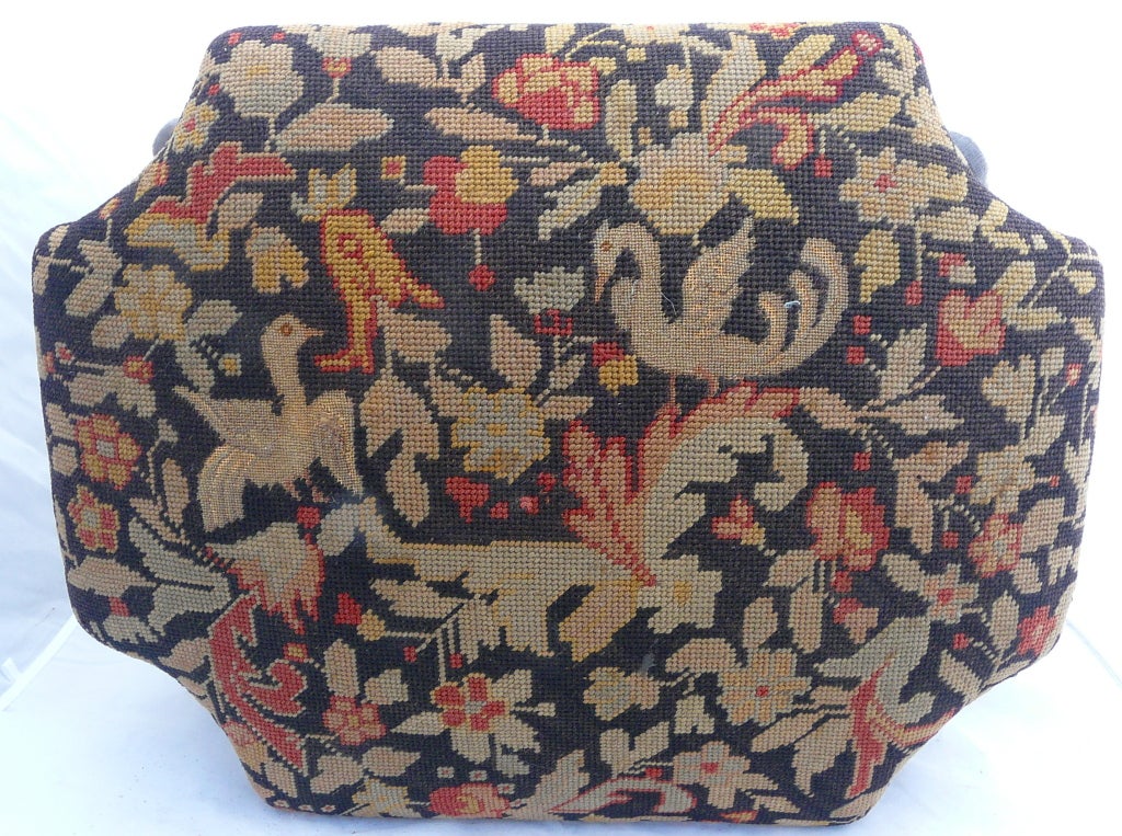 Turtle Top Stool with Needlepoint Cover 1
