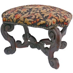 Turtle Top Stool with Needlepoint Cover