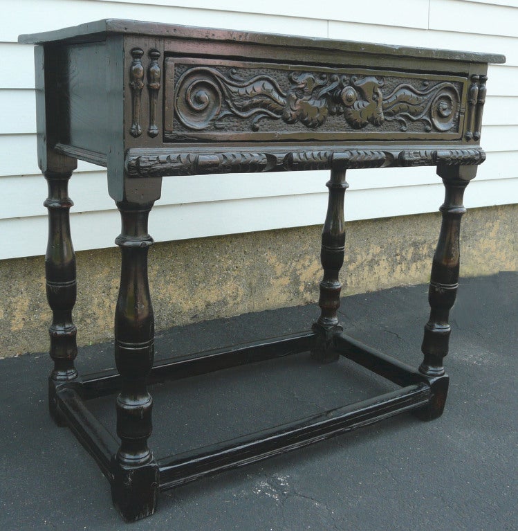 English Jacobean Side Table with Drawer