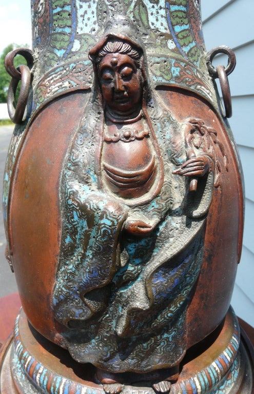 Chinese Champleve Bronze Vase Lamp 1