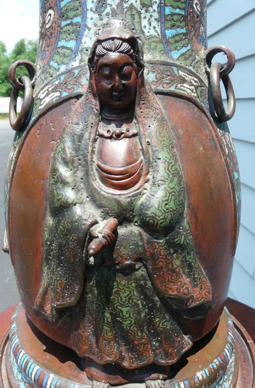 Chinese Champleve Bronze Vase Lamp 2