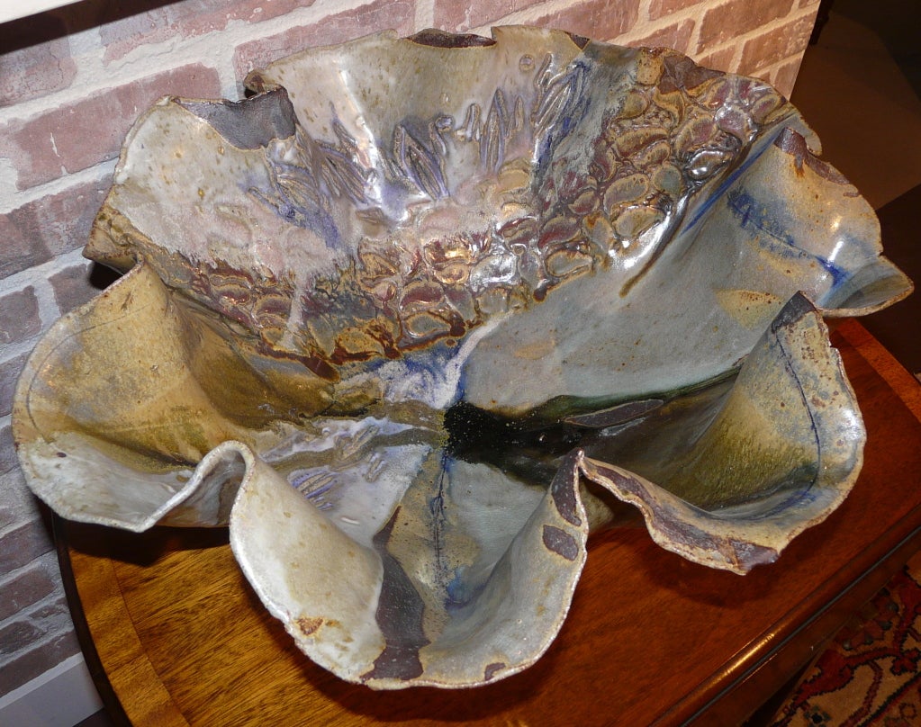 Glazed Large Pottery Bowl by Nancy Dudchenko