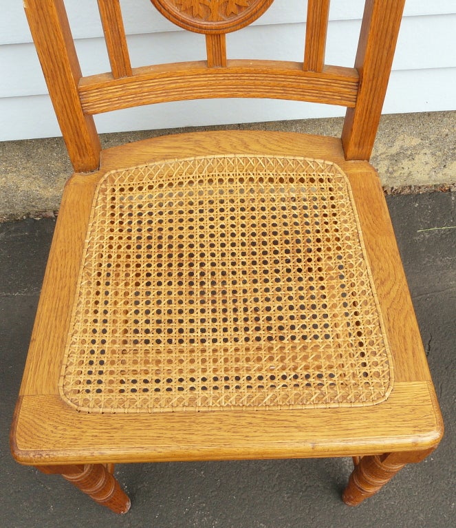 Set of 6 Victorian Eastlake Oak Side Chairs 3