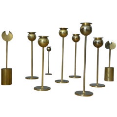 Pierre Forsell 9 Brass Candlesticks