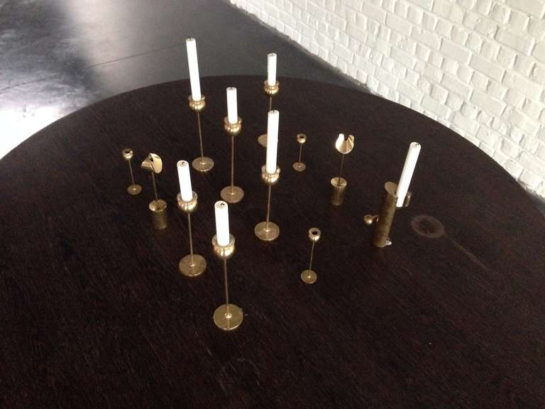 Pierre Forsell Brass Candlesticks For Skultuna Sweden In Good Condition In Brussels, BE