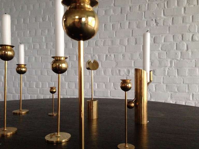 Swedish Pierre Forsell Brass Candlesticks For Skultuna Sweden
