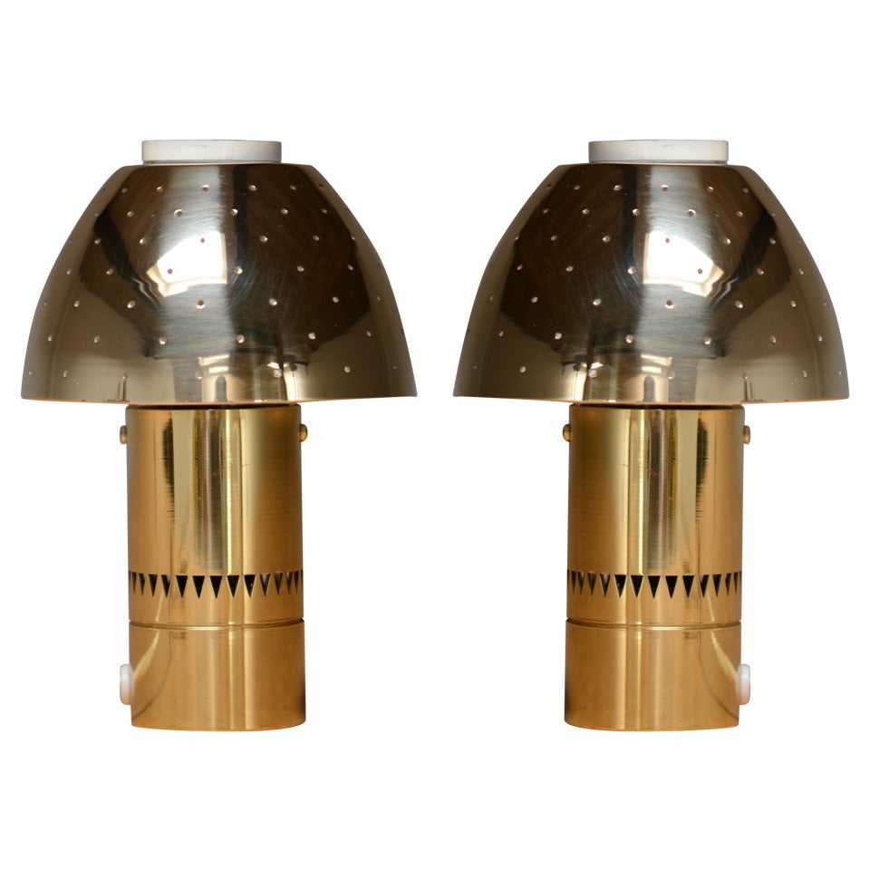 Hans-Agne Jakobsson Pair of Brass Table Lamps For Sale