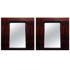 Pair Rosewood suspended bathroom / Vanity Mirrors