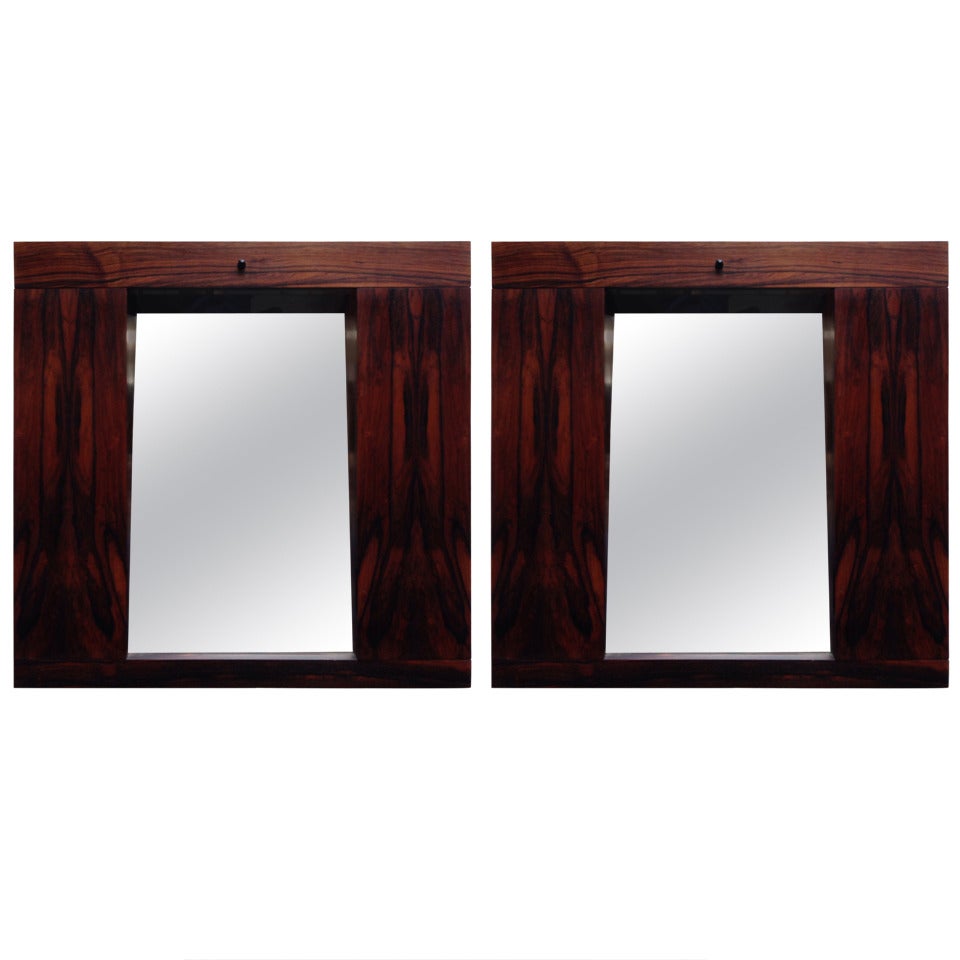 Pair Rosewood suspended bathroom / Vanity Mirrors