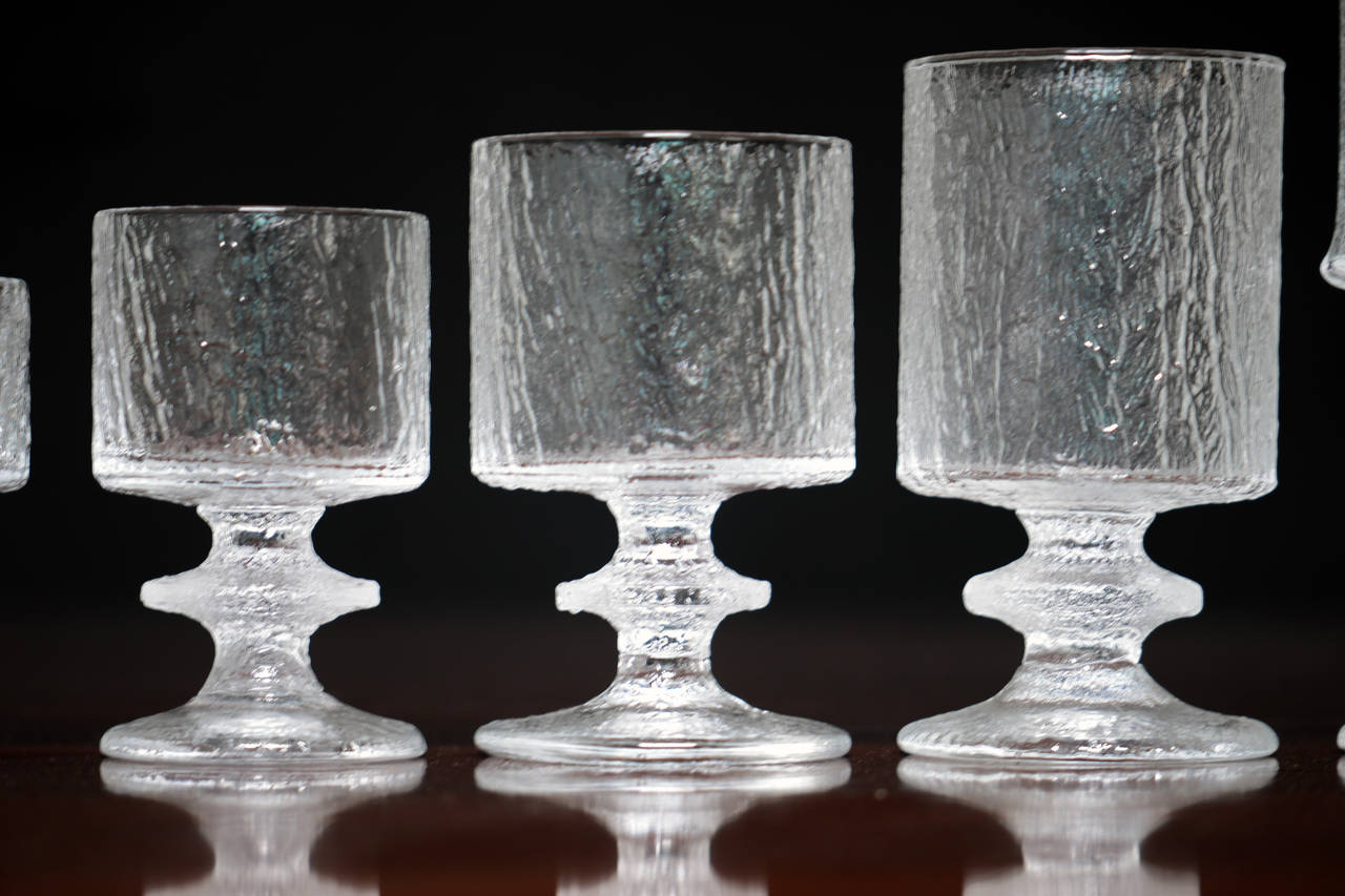 Timo Sarpaneva Very Rare Set of 84 Senator Glasses for 12, Iittala In Excellent Condition For Sale In Brussels, BE
