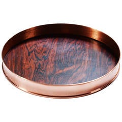 Copper and Rosewood Danish Tray