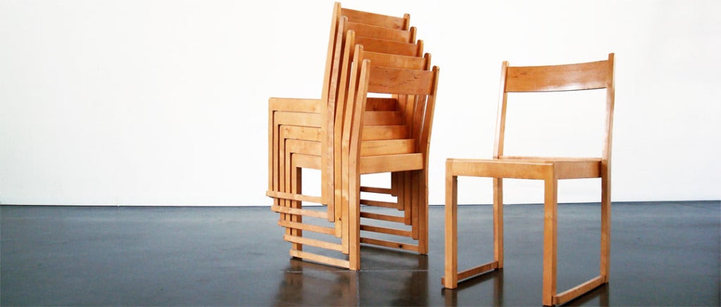 Scandinavian Modern Sven Markelius Six Stacking Chairs, Bodafors, 1932 For Sale