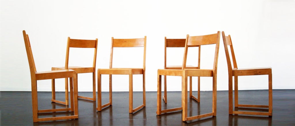 Sven Markelius Six Stacking Chairs, Bodafors, 1932 In Good Condition For Sale In Brussels, BE