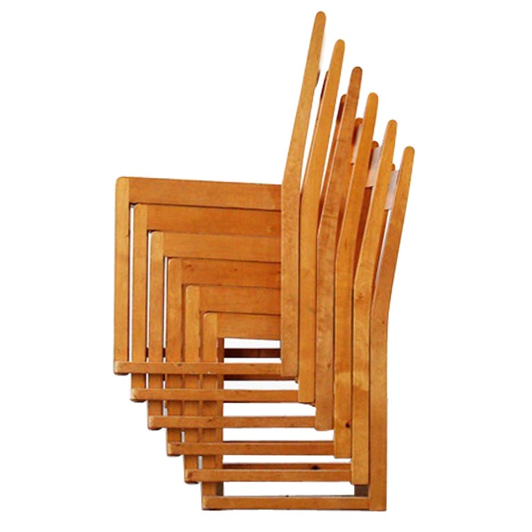 Sven Markelius Six Stacking Chairs, Bodafors, 1932 For Sale