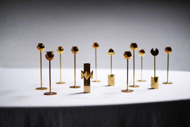 Scandinavian Modern Pierre Forssell Set of 12 Candlesticks for Skultuna