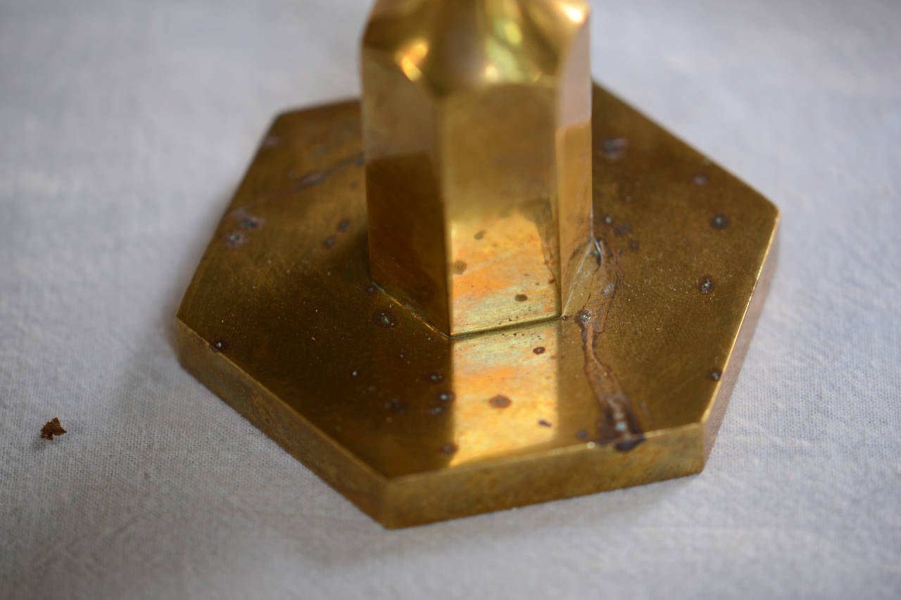 Scandinavian Modern Lars Bergsten, Pair of Brass Gusum Table Candleholders, Sweden 1977 For Sale