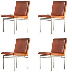 Poul Nørreklit Four Patinated Leather Chairs, 1960, Denmark
