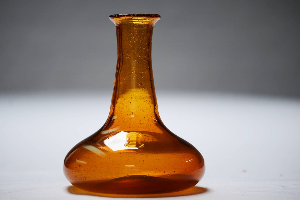 Mid-20th Century Erik Hoglund Amber Vases Handmade by the Artist for BODA, Sweden For Sale