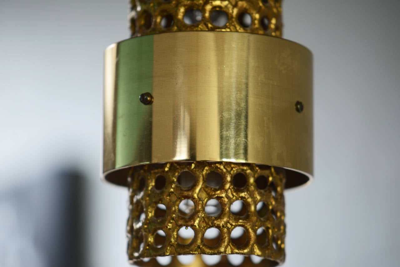 Scandinavian Modern Pierre Forssell Rare Brass Hanging Lamp Made by Skultuna, Sweden For Sale