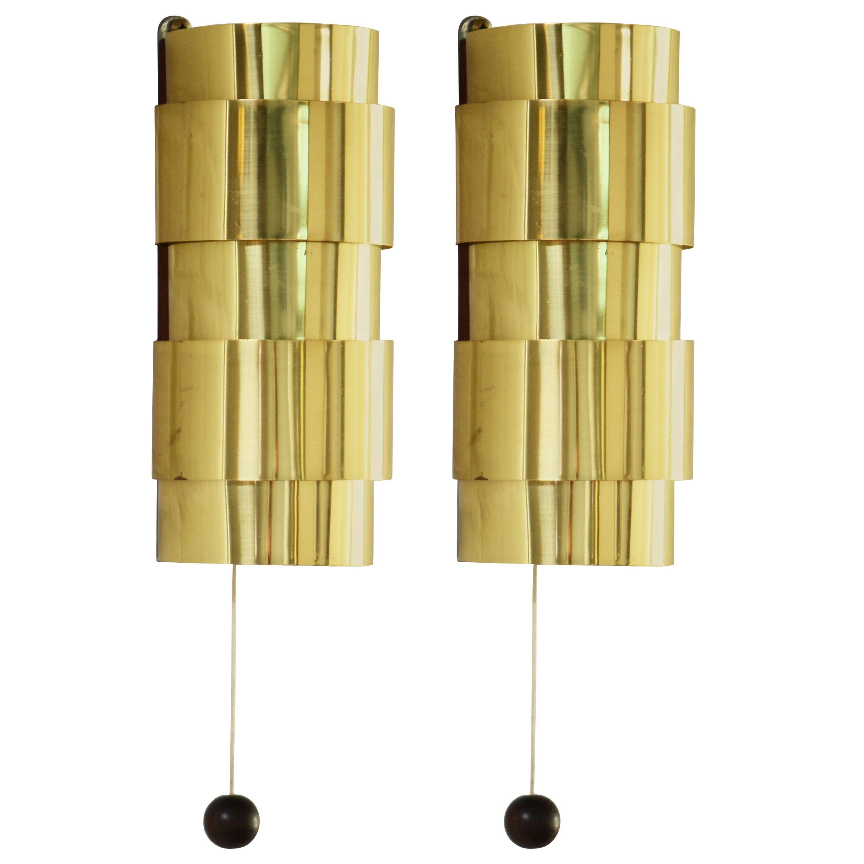 Hans-Agne Jakobsson Brass Two Wall Lamps Made by Markaryd, Sweden For Sale