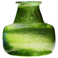 Erik Hoglund Green Vase Made by Hand by the Artist for Boda, Sweden