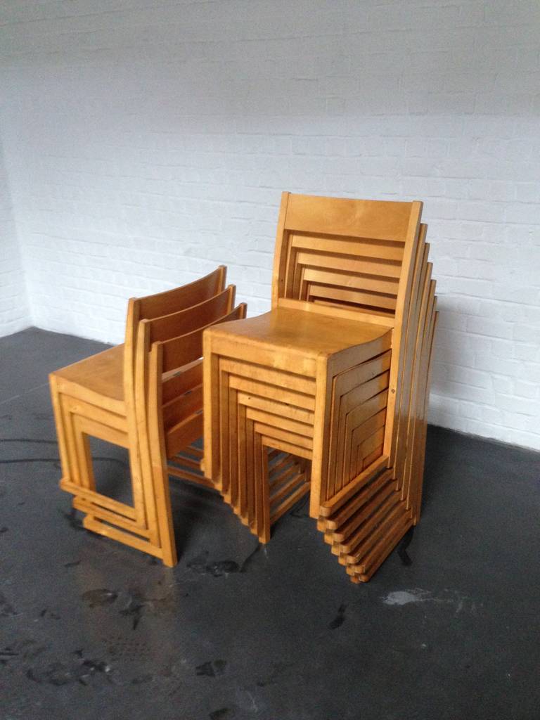 Scandinavian Modern Sven Markelius, Ten Helsingborg Theatre Stacking Chairs