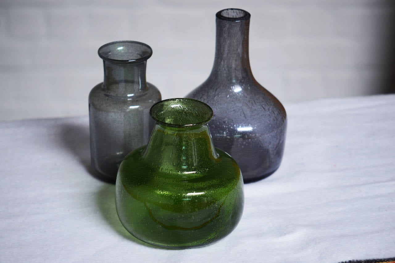 Scandinavian Modern Erik Hoglund Handmade Vases by the Artist for Boda, Sweden For Sale