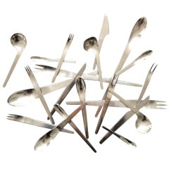 Used Arne Jacobsen Designed Flatware for 24 Made by A. Michelsen