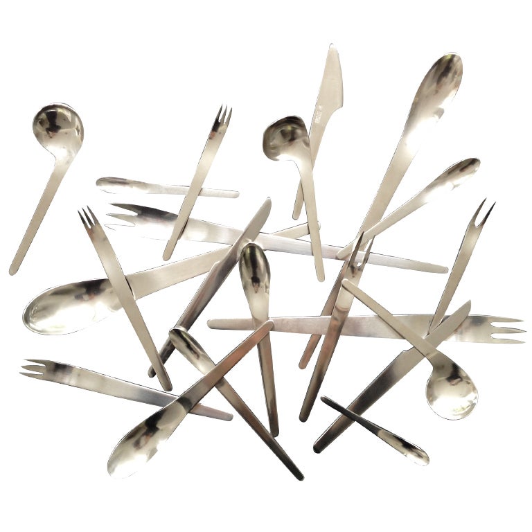 Arne Jacobsen Designed Flatware for 24 Made by A. Michelsen For Sale