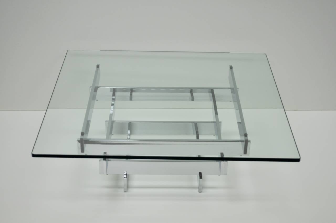 Mid Century Modern Chrome Plated Steel Stacked Coffee Table Paul Mayen Habitat In Excellent Condition In Philadelphia, PA